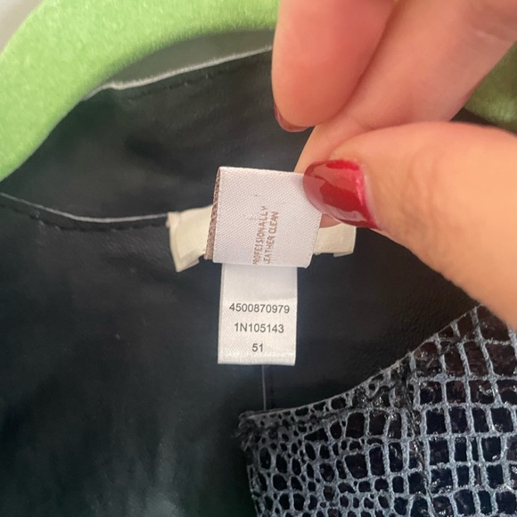 Chico's Shiny Black Croc-Pattern Leather Jacket - Picture 5 of 5